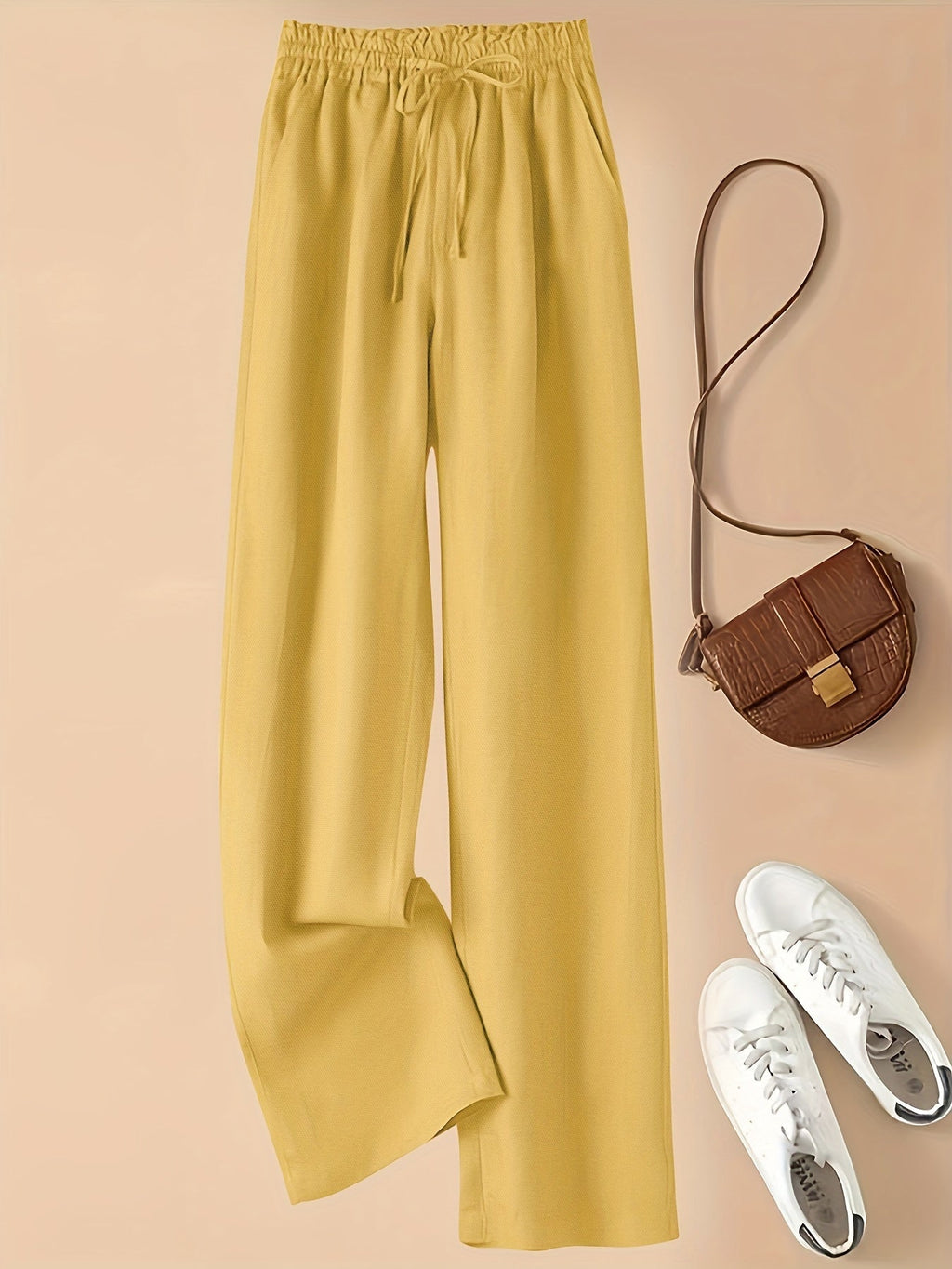 Heather | Women's Wide Leg Drawstring Trousers for Effortless Style and Comfort 3
