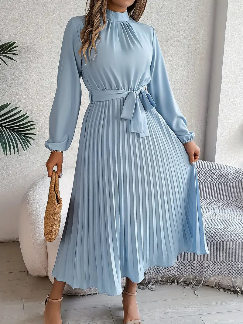 Jasmine | Womens Long Sleeve Pleated Dress for Weddings and Formal Events 0