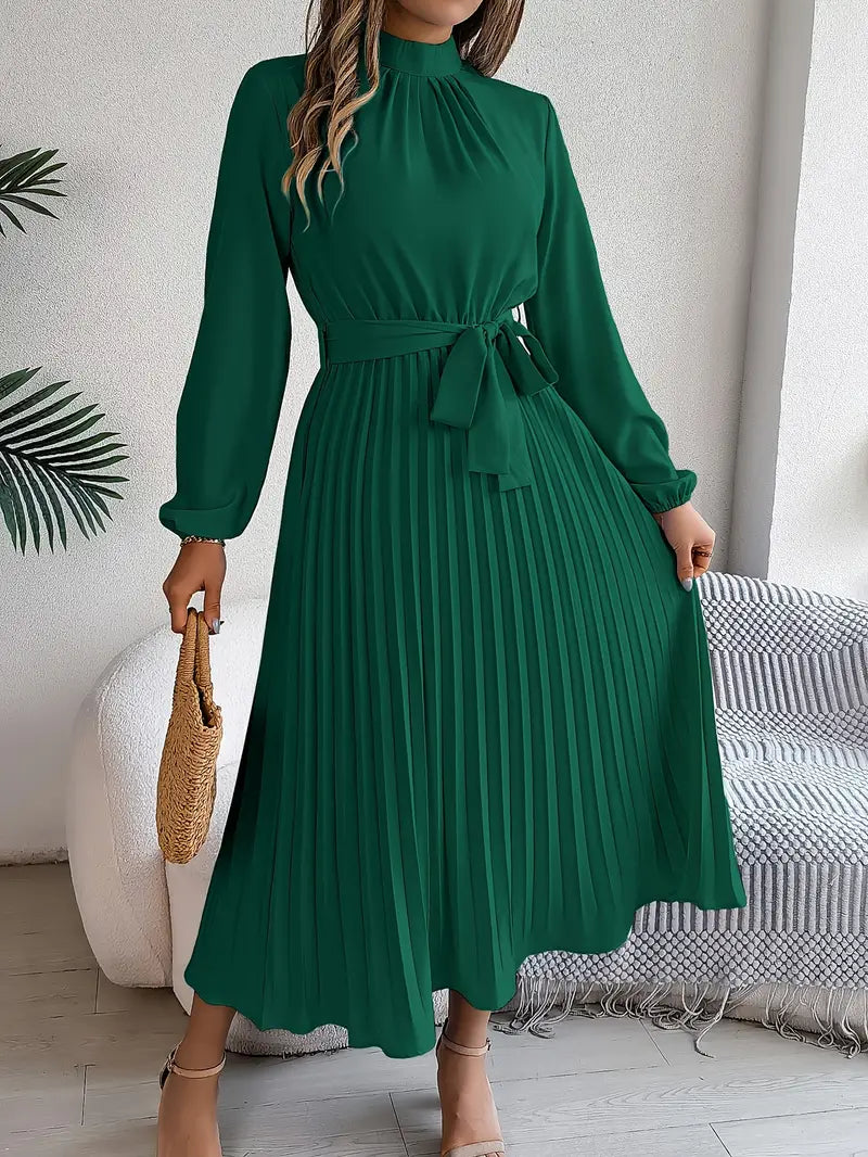 Jasmine | Womens Long Sleeve Pleated Dress for Weddings and Formal Events 2