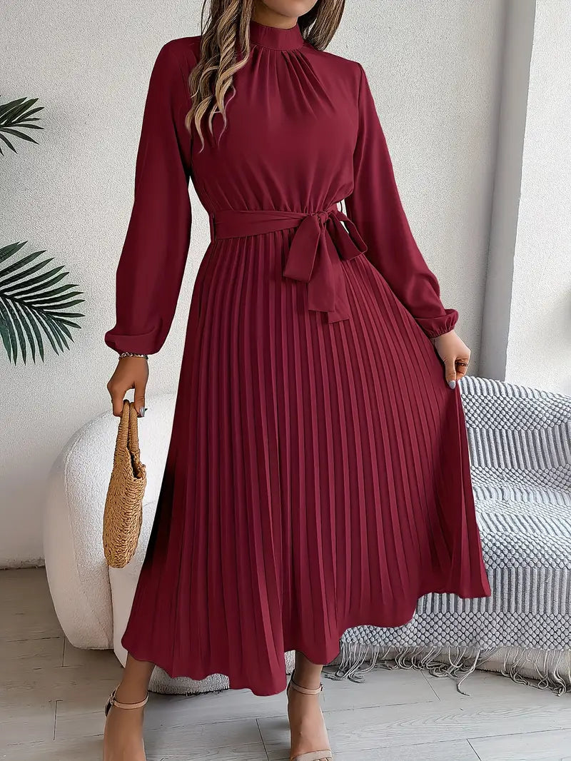 Jasmine | Womens Long Sleeve Pleated Dress for Weddings and Formal Events 4