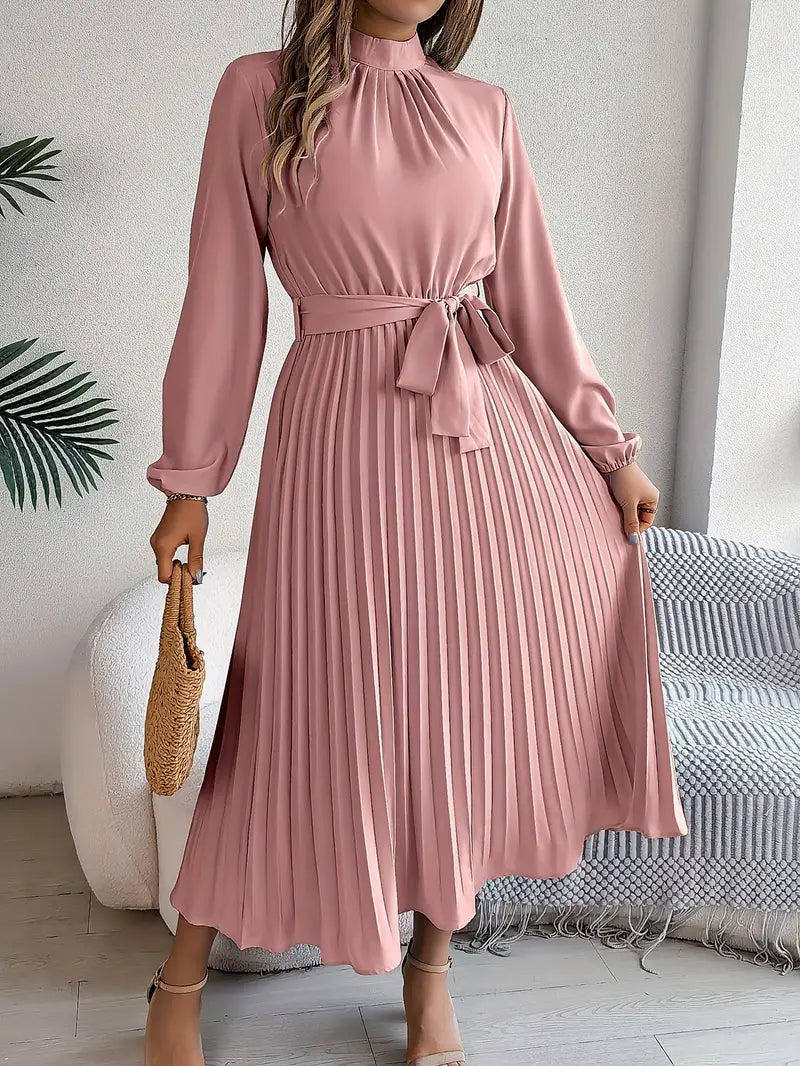 Jasmine | Womens Long Sleeve Pleated Dress for Weddings and Formal Events 6