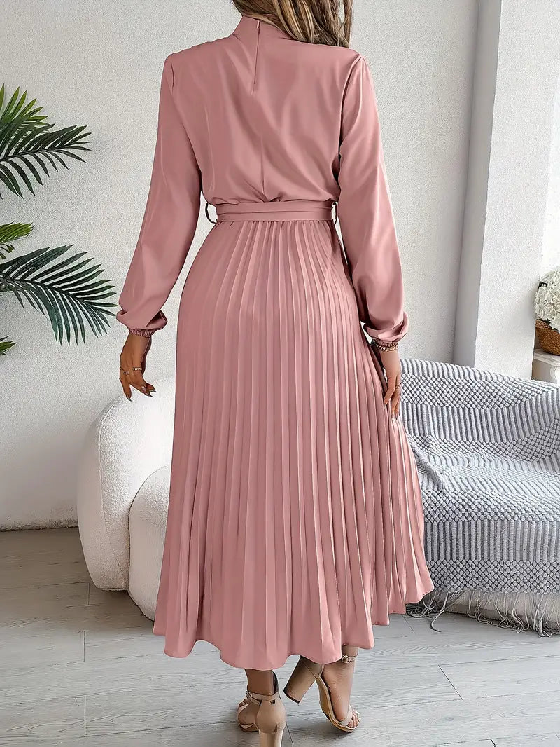 Jasmine | Womens Long Sleeve Pleated Dress for Weddings and Formal Events 7