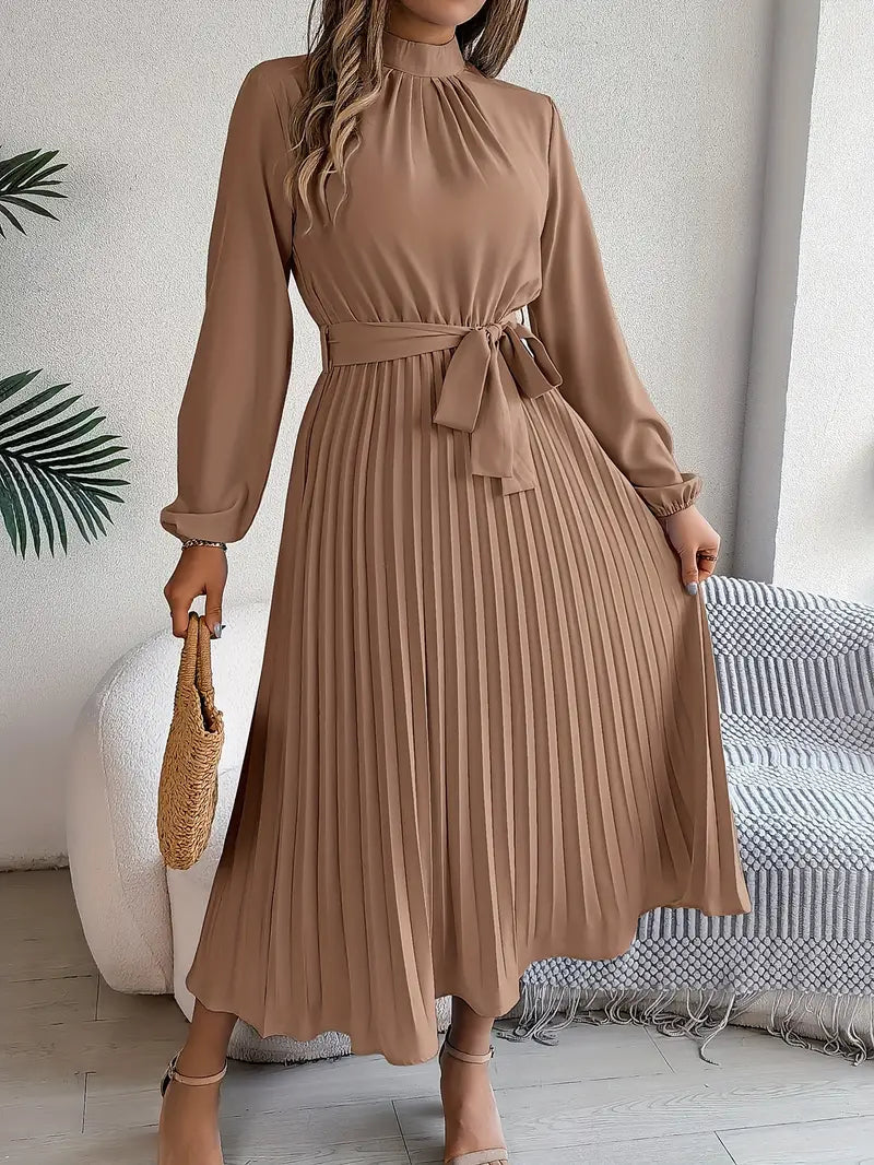Jasmine | Womens Long Sleeve Pleated Dress for Weddings and Formal Events 8