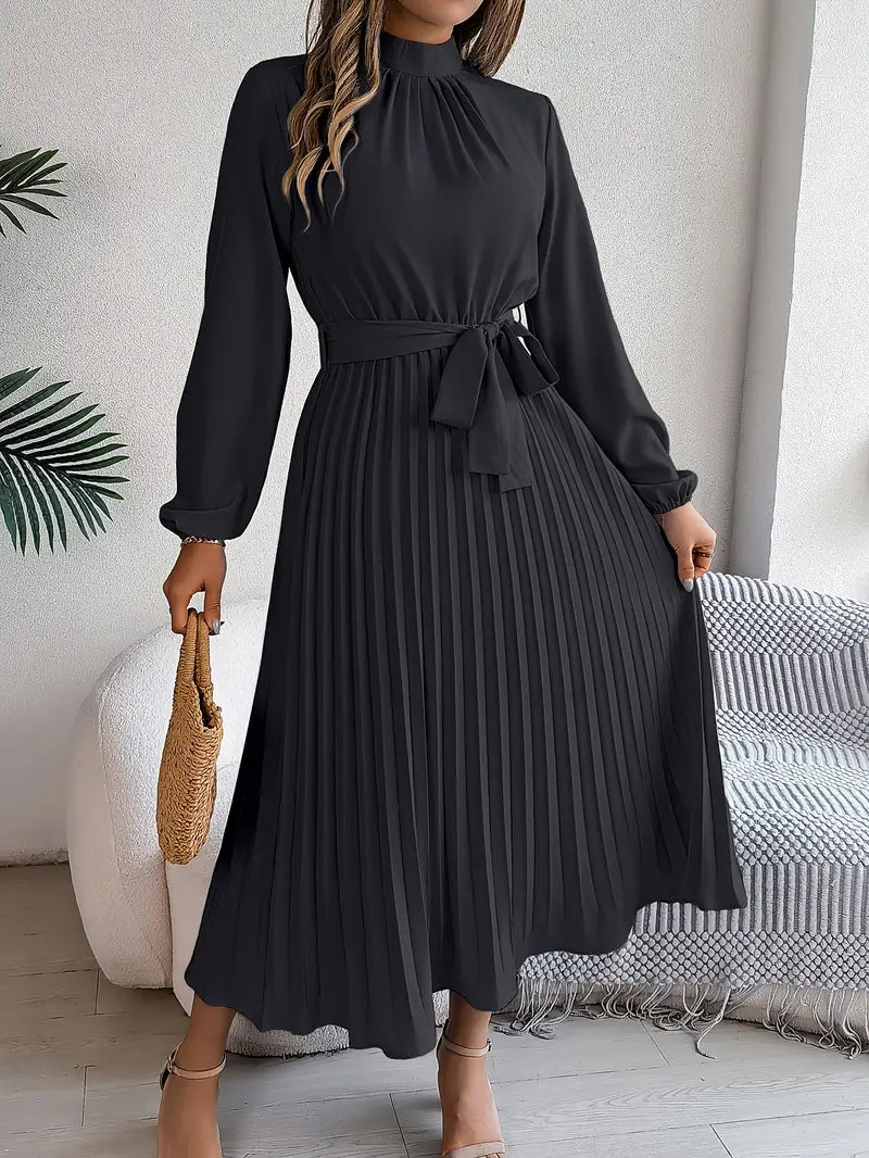 Jasmine | Womens Long Sleeve Pleated Dress for Weddings and Formal Events 9