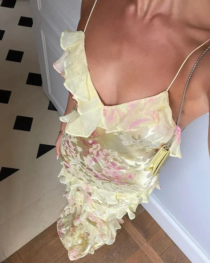 Lily | Women's White Open Back Ruffle Dress for Formal Weddings 7