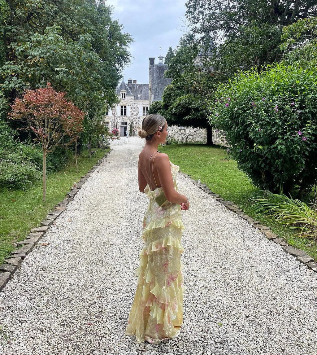 Lily | Women's White Open Back Ruffle Dress for Formal Weddings 8