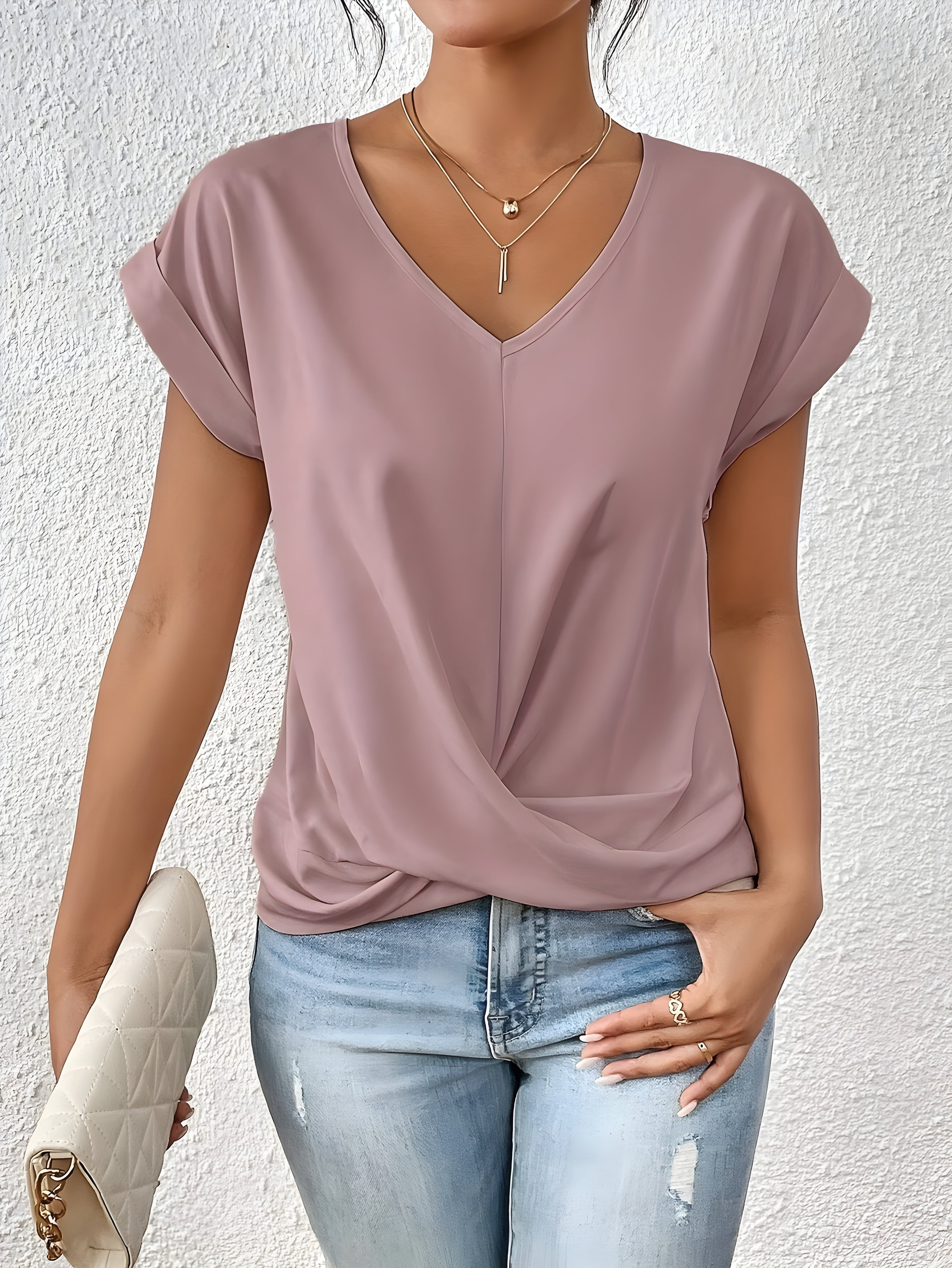 V-Neck Twist Front Top for Women | Stylish Going Out Blouse 1