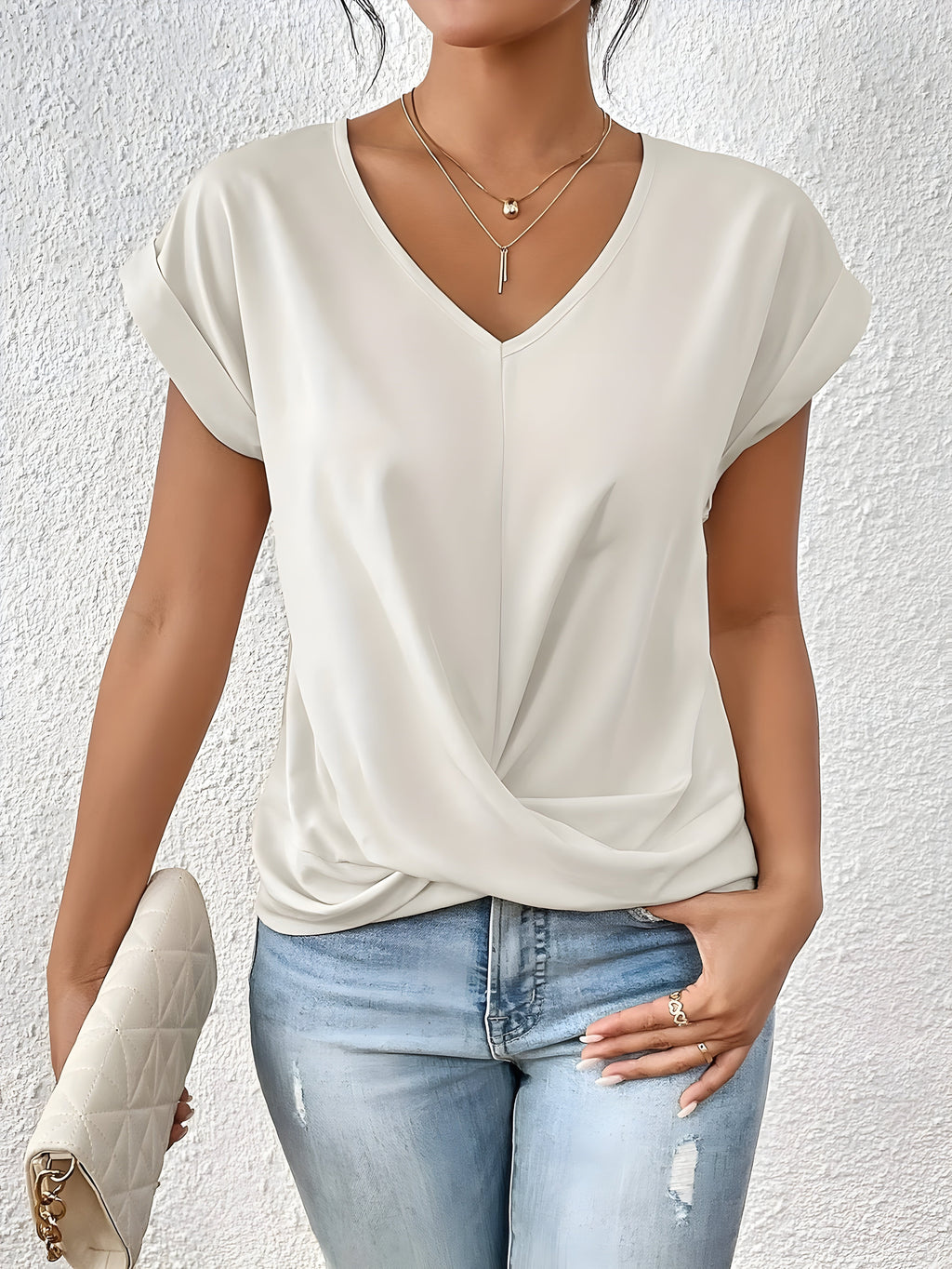 V-Neck Twist Front Top for Women | Stylish Going Out Blouse 11