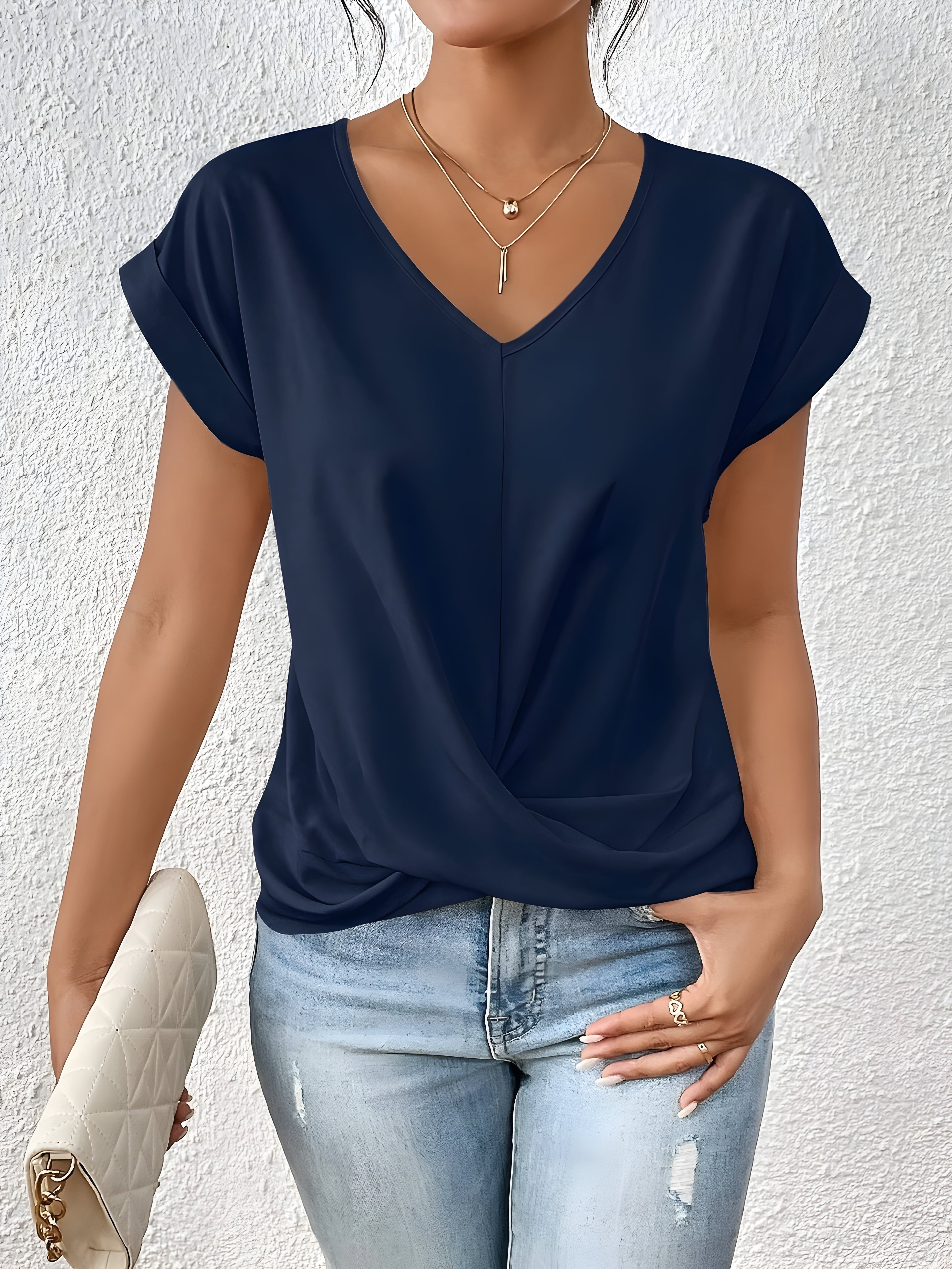 V-Neck Twist Front Top for Women | Stylish Going Out Blouse 4