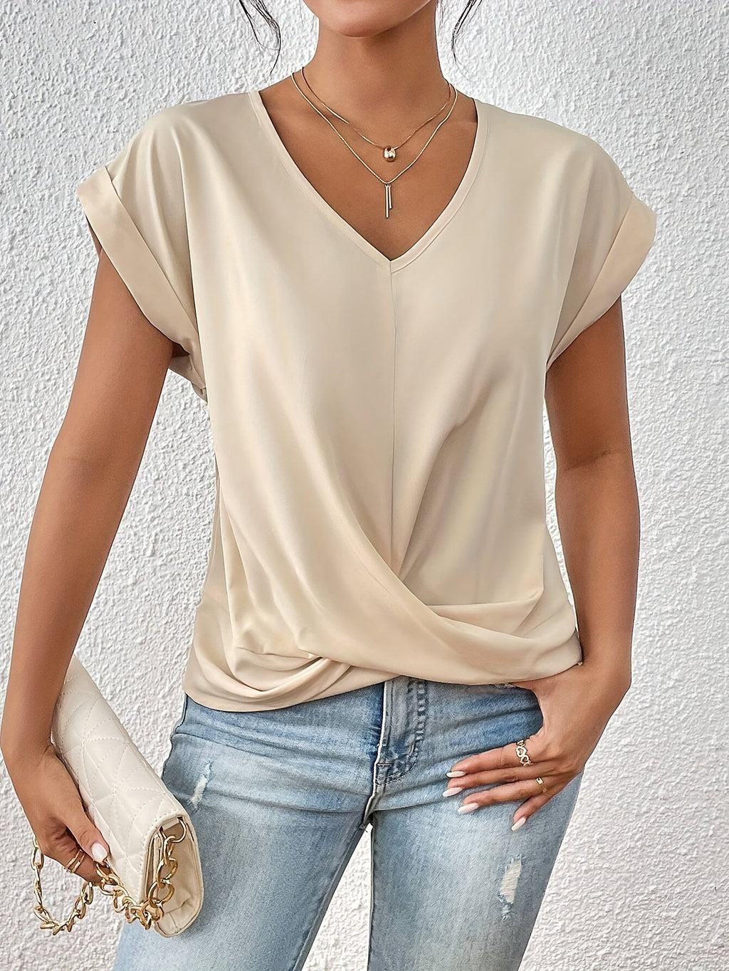V-Neck Twist Front Top for Women | Stylish Going Out Blouse 7