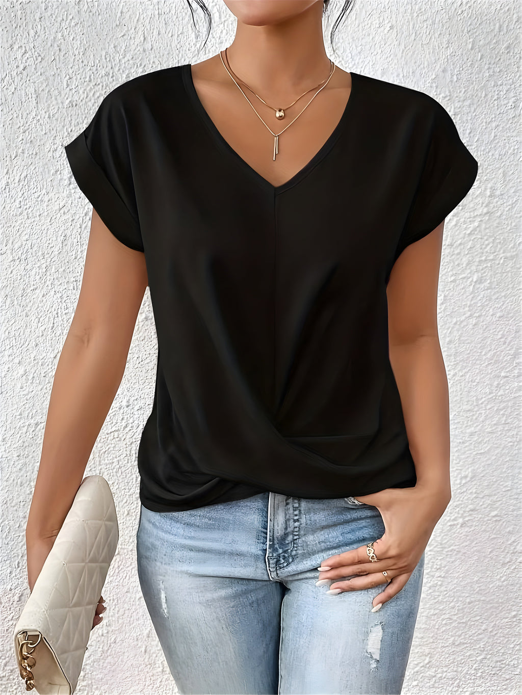 V-Neck Twist Front Top for Women | Stylish Going Out Blouse 8