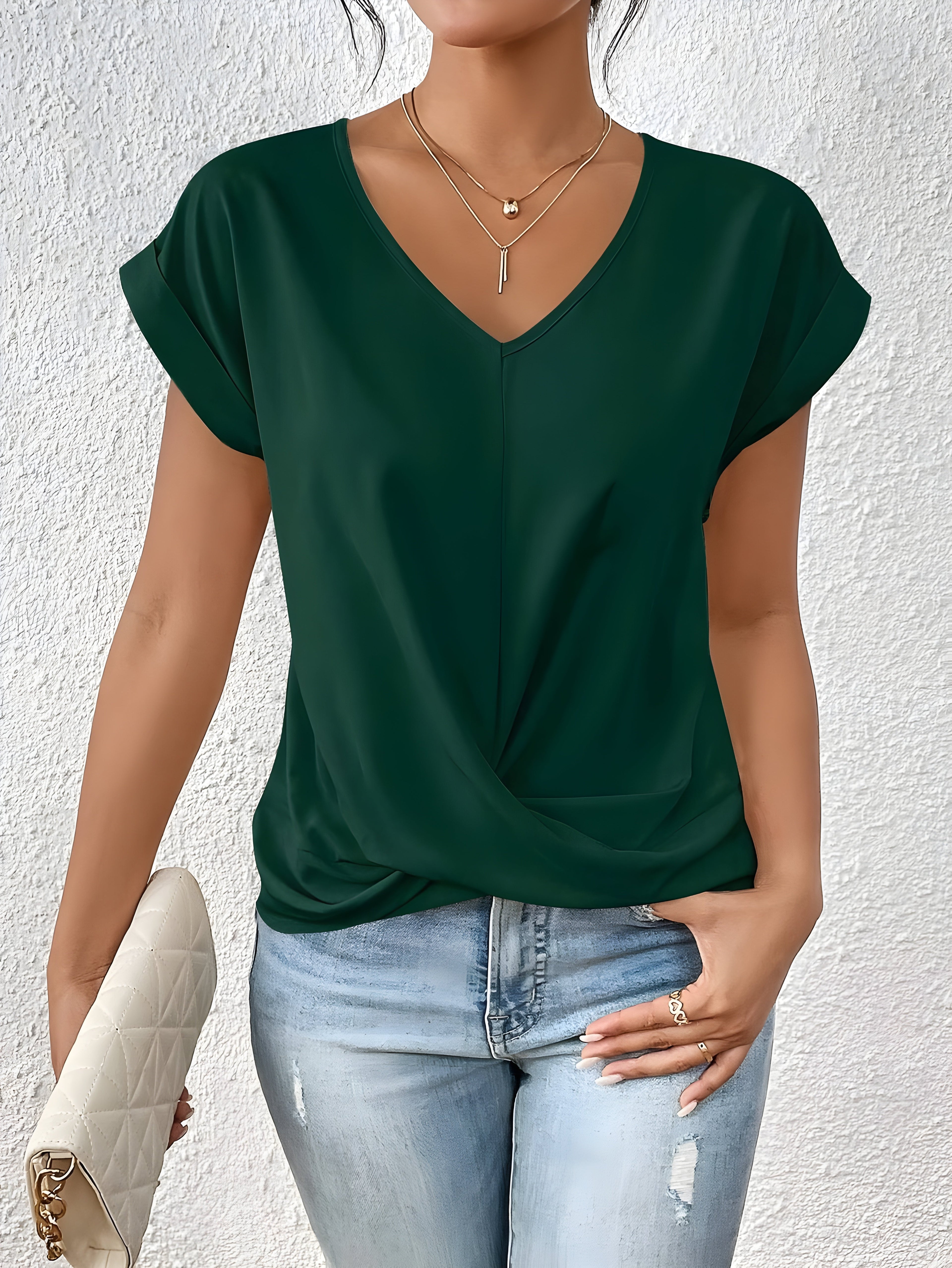 V-Neck Twist Front Top for Women | Stylish Going Out Blouse 9