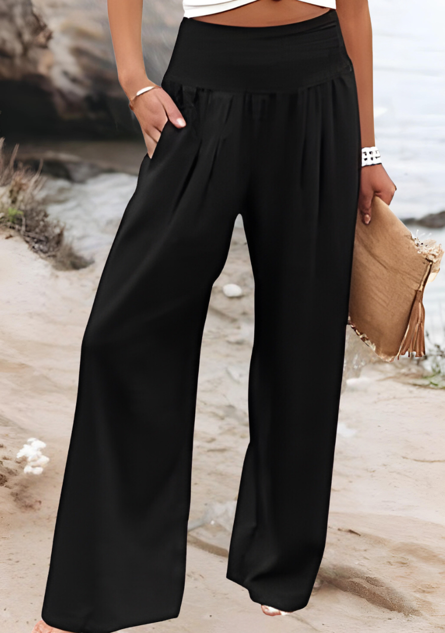 Whitney | Relaxed Wide-Leg Trousers with Smocked Waist for Effortless Style and Comfort 1